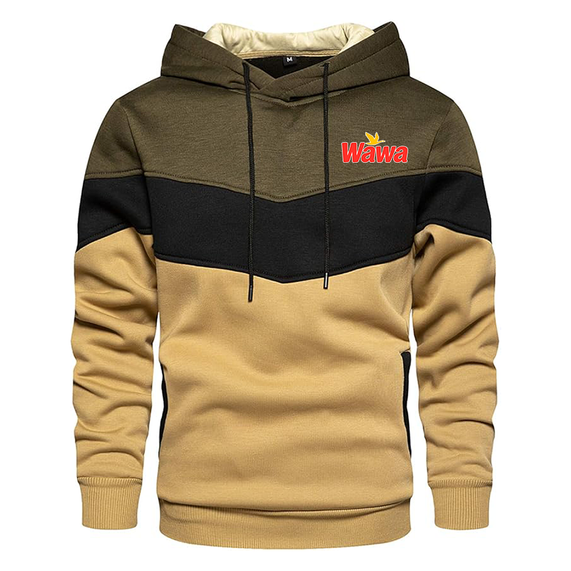 Men's Wawa Gas Station  Gesean  Novelty Color Block Pullover Fleece Hoodie Long Sleeve Casual